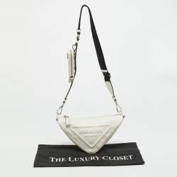 Pre Owned Prada Triangle White Leather Shoulder Bag