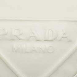 Pre Owned Prada Triangle White Leather Shoulder Bag