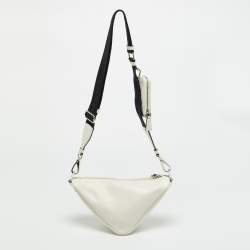 Pre Owned Prada Triangle White Leather Shoulder Bag