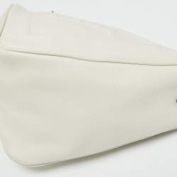 Pre Owned Prada Triangle White Leather Shoulder Bag