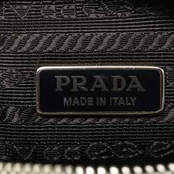 Pre Owned Prada Triangle White Leather Shoulder Bag