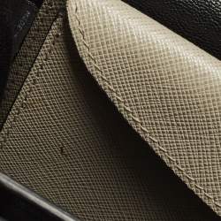 Pre Owned Prada Sound Flap Small Grey Saffiano Lux Leather Shoulder Bag