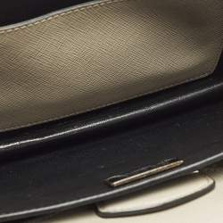 Pre Owned Prada Sound Flap Small Grey Saffiano Lux Leather Shoulder Bag