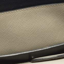 Pre Owned Prada Sound Flap Small Grey Saffiano Lux Leather Shoulder Bag