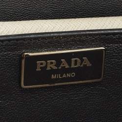 Pre Owned Prada Sound Flap Small Grey Saffiano Lux Leather Shoulder Bag