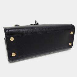 Pre Owned Prada Black Leather Saffiano Tote and Shoulder Bag