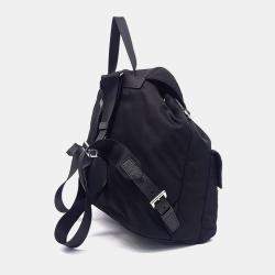 Pre Owned Prada Black Nylon Re-Nylon Two-Pocket Backpack