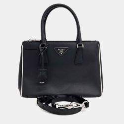 Pre Owned Prada Black Leather Saffiano tote and shoulder bag