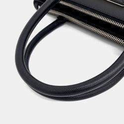 Pre Owned Prada Black Leather Saffiano tote and shoulder bag