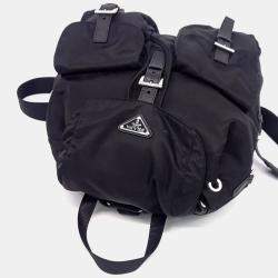 Pre Owned Prada Black Re-Nylon Two-Pocket Backpack