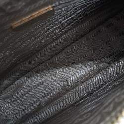 Pre Owned Prada Gold Leather Saffiano Luxe Hobo Bag