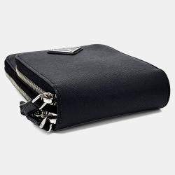 Pre Owned Prada Black Leather Saffiano Phone Case and Crossbody Bag