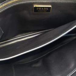 Pre Owned Prada Black Leather Soft Sound Charm Shoulder Bag Large