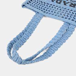Pre Owned Prada Sky Blue Raffia Shoulder Bag
