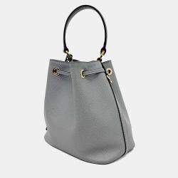Pre Owned Prada Grey Leather Saffiano Bucket Tote and Crossbody Bag