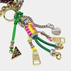 Pre Owned Prada Black Leather Soft Sound Charm Shoulder Bag Large