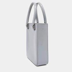 Pre Owned Prada Blue Leather Small Brushed Tote Bag