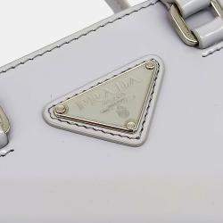 Pre Owned Prada Blue Leather Small Brushed Tote Bag