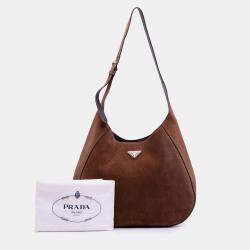 Pre Owned Prada Brown Large Suede Shoulder Bag