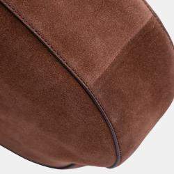 Pre Owned Prada Brown Large Suede Shoulder Bag