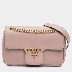 Pre Owned Prada Brown Saffiano Pattina Chain Crossbody