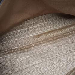 Pre Owned Prada Front Zip Beige Vitello Daino Leather Tote