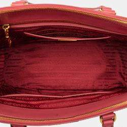 Pre Owned Prada Pink Medium Saffiano Lux Galleria Double Zip Satchel