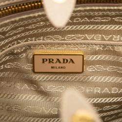 Pre Owned Prada Brown White Saffiano Bucket Bag