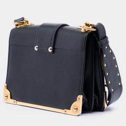 Pre Owned Prada Black Saffiano Trimmed City Calf Cahier Crossbody