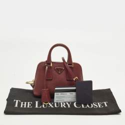 مملوكة مس بقًا Prada Promenade Mini Red Saffiano Lux Leather Satchel
