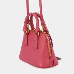 Pre Owned Prada Saffiano Leather 2-Way Mini Handbag Pink Leather