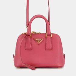Pre Owned Prada Saffiano Leather 2-Way Mini Handbag Pink Leather