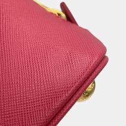 Pre Owned Prada Saffiano Leather 2-Way Mini Handbag Pink Leather