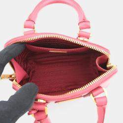 Pre Owned Prada Saffiano Leather 2-Way Mini Handbag Pink Leather