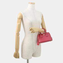 Pre Owned Prada Saffiano Leather 2-Way Mini Handbag Pink Leather