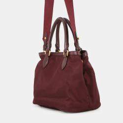 Pre Owned Prada Tessuto Soft Handbag Bordeaux Nylon Leather