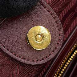 Pre Owned Prada Tessuto Soft Handbag Bordeaux Nylon Leather