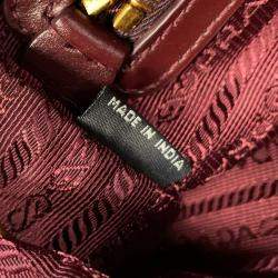 Pre Owned Prada Tessuto Soft Handbag Bordeaux Nylon Leather