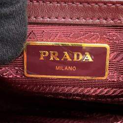 Pre Owned Prada Tessuto Soft Handbag Bordeaux Nylon Leather