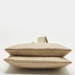 Pre Owned Prada Re-Edition 2000 Double Zip Beige Nylon and Saffiano Leather Crossbody Bag