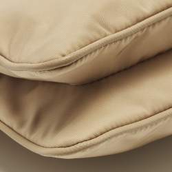 Pre Owned Prada Re-Edition 2000 Double Zip Beige Nylon and Saffiano Leather Crossbody Bag