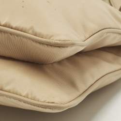 Pre Owned Prada Re-Edition 2000 Double Zip Beige Nylon and Saffiano Leather Crossbody Bag