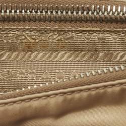Pre Owned Prada Re-Edition 2000 Double Zip Beige Nylon and Saffiano Leather Crossbody Bag