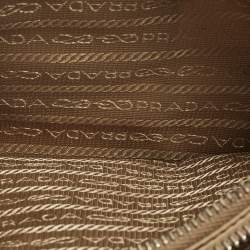 Pre Owned Prada Re-Edition 2000 Double Zip Beige Nylon and Saffiano Leather Crossbody Bag