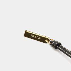 Pre Owned Prada Crochet Mini Bucket Bag Shoulder Bag With Rope Strap Raffia-Embellished Viscose And Leather Black