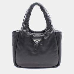 Pre Owned Prada Triangle Logo Handbag Leather Black