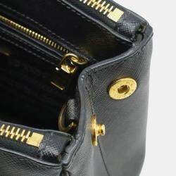 Pre Owned Prada Galleria Saffiano Handbag/Shoulder Bag Leather Nero Black