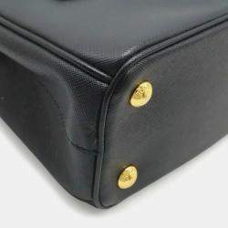 Pre Owned Prada Galleria Saffiano Handbag/Shoulder Bag Leather Nero Black