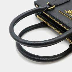 Pre Owned Prada Galleria Saffiano Handbag/Shoulder Bag Leather Nero Black