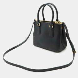 Pre Owned Prada Galleria Saffiano Handbag/Shoulder Bag Leather Nero Black